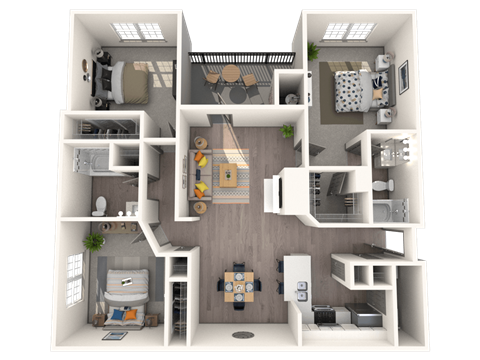 a floor plan of a 3 bedroom apartment